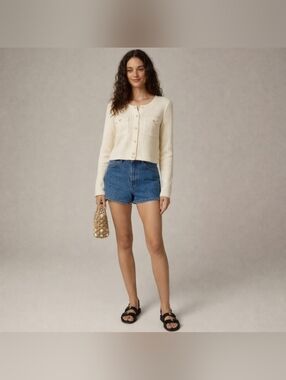 J. Crew Lace Trim Pointelle Cardigan (Size XS)